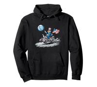 Space Vehicle on Moon with Earth and US Colors Pullover Hoodie