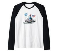Space Vehicle on Moon with Earth and US Colors Raglan Baseball Tee