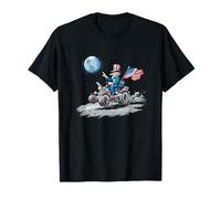 Space Vehicle on Moon with Earth and US Colors T-Shirt