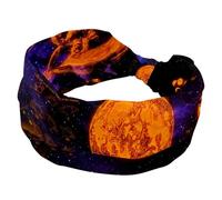 Space Venus Saturn Jupiter Moon Headbands for Women, Wide Turban Headband, Non Slip Head Wraps, Elastic Sweat Yoga Workout Hairband Soft Hairwrap Bandana