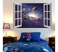 Space Wall Sticker - Solar System Galaxy Window Wall Decal Art (90cm Width x 60cm Height)