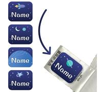 Space Washable Stick on Clothing Name Labels - No-Iron Stickers for School Children, Care Homes, Nursery (128)