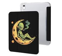 Space Weed Smoking Moon Alien Cute Protective Case Compatible for IPAD 10代 (10.9in) Trifold Tablet Cover Non-Slip Cases