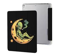 Space Weed Smoking Moon Alien Cute Protective Case Compatible for IPAD Pro (10.5in) /IPAD Air3(10.5in) Trifold Tablet Cover Non-Slip Cases