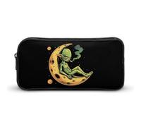 Space Weed Smoking Moon Alien Pencil Case Cute Pen Pouch Cosmetic Bag Pecil Box Organizer for Travel Office