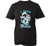 Space Week Astronaut Funny T Shirt I Need More Space Joke Humor World Space Week Galaxy Space Trip Astrophysics Skateboard Gift for GF/BF Gift for Friends Unisex Gift Top (Black, S)