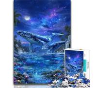 Space Whale JigsawPuzzle 1000 Pieces for Adults,Learning Educational Toys Family Games with Matching Poster And Trivia Sheet 38x52cm