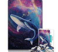 Space Whale JigsawPuzzle 1000 Pieces for Adults,Learning Educational Toys Family Games with Matching Poster And Trivia Sheet 50x75cm
