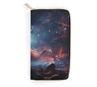 Space with Cluster Leather Wallet, Bifold Stylish Wallets, Credit Card Holder for Passport Covers, Purse Passport Bag for Men Women