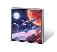 Space with Planets And Spaceships Lapel Pin Cute Metal Brooch Pin Fashionable Square Badge for Shirts, Hats, Jackets Unique Fashion Accessories Gift for Men & Women