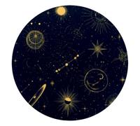 Space with Planets Stars Astrology Pattern Round Mouse Pad, Mousepad with Non-Slip Rubber Base, Computer Gaming Pads for Wireless Mouse, Easy Gliding