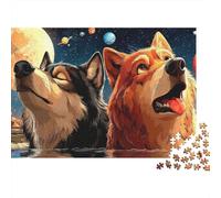 Space Wolves Howling Jigsaw Puzzles Puzzle for Adults Kids. 1000 Piece Impossible Challenge Toy Educational Game Home Decoration for Adults& Kids Age 14 Years Up 70x50cm/1000pcs