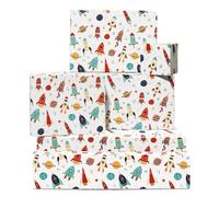 Space Wrapping Paper - Rocket Space Star Planet Pattern - 6 Sheets Of White Gift Wrap - Boys Birthday Wrapping Paper - Comes With Stickers - Recyclable - By Central 23