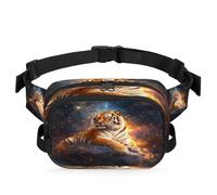 Space Zodiac Animal Tiger Fanny Pack for Women Men, Waterproof Waist Bag with Adjustable Strap Dual Zippers, Lightweight Crossbody Chest Bag for Running Hiking Sports