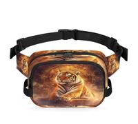 Space Zodiac Sign Tiger Fanny Pack for Women Men, Waterproof Waist Bag with Adjustable Strap Dual Zippers, Lightweight Crossbody Chest Bag for Running Hiking Sports