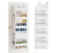 SpaceAid 1 Pack Over The Door Organizer with 5 Large Pockets and 10 Mesh Side Pockets, 5 Layers Door Organizer Hanging with Clear Window for Bedroom, Bathroom, Pantry and Nursery, White