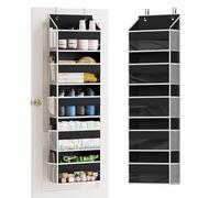 SpaceAid 1 Pack Over The Door Organizer with 5 Large Pockets and 10 Mesh Side Pockets, 5 Layers Door Organizer Hanging with Clear Window for Bedroom, Bathroom, Pantry and Nursery, Black