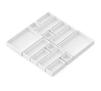 SpaceAid 14-Piece Bamboo Drawer Organizer Storage Boxes Set, Wood Tray Junk Drawer Organizers Multi-Use Divider Bins for Kitchen, Bathroom, Office Desk and Makeup Organization (14 Pack, White)