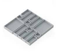 SpaceAid 14-Piece Bamboo Drawer Organizer Storage Boxes Set, Wood Tray Junk Drawer Organizers Multi-Use Divider Bins for Kitchen, Bathroom, Office Desk and Makeup Organization (14 Pack, Gray)