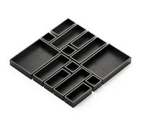 SpaceAid 14-Piece Bamboo Drawer Organizer Storage Boxes Set, Wood Tray Junk Drawer Organizers Multi-Use Divider Bins for Kitchen, Bathroom, Office Desk and Makeup Organization (14 Pack, Black)