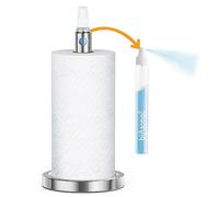 SpaceAid 2 in 1 Paper Towel Holder with Spray Bottle, Countertop Paper Towels Holders Stand with Sprayer Inside Center, Under Cabinet Papertowels Roller for Kitchen and Bathroom (Silver)