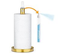 SpaceAid 2 in 1 Paper Towel Holder with Spray Bottle, Countertop Paper Towels Holders Stand with Sprayer Inside Center, Under Cabinet Papertowels Roller for Kitchen and Bathroom (Gold)