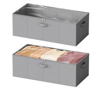 SpaceAid 2 Pack 10" High Under Bed Storage Containers, Large Underbed Storage Organizer Bins with Lids for Bedroom, Dorm, Clothes, Closet Organization, Bed Sheets and Blankets (Gray)