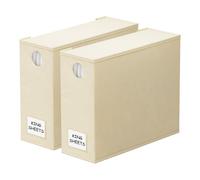 SpaceAid 2 Pack Bed Sheet Organizers and Storage, Foldable Sheet Organizer for Linen Closet, Sheets Set Folder Keeper with Window XL (Queen & King Size) Organizing Bedding Container, Beige