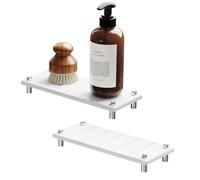 SpaceAid 2 Pack Drying Sink Caddy, Instant Dry Water Absorbing Stone Tray for Sink Organizers, Kitchen Counter Soap Dish Holder Absorbent Coaster, Bathroom Countertop Drying Rack (White)