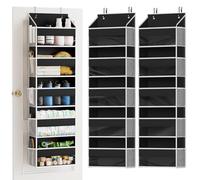 SpaceAid 2 Pack Over The Door Organizer with 5 Large Pockets and 10 Mesh Side Pockets, 5 Layers Door Organizer Hanging with Clear Window for Bedroom, Bathroom, Pantry and Nursery, Black