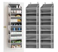 SpaceAid 2 Pack Over The Door Organizer with 5 Large Pockets and 10 Mesh Side Pockets, 5 Layers Door Organizer Hanging with Clear Window for Bedroom, Bathroom, Pantry and Nursery, Gray