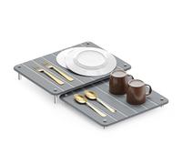 SpaceAid 2 Pack Stone Dish Drying Mats for Kitchen Counter, Expandable Absorbent Rack Dish Pad, Quick Dry Diatomaceous Earth Dishes Mat Tray, Absorbing Sink Stone Mat Board (Gray)