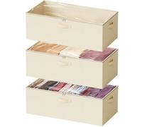 SpaceAid 3 Pack 10" High Under Bed Storage Containers, Large Underbed Storage Organizer Bins with Lids for Bedroom, Dorm, Clothes, Closet Organization, Bed Sheets and Blankets (Beige)