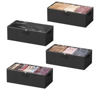 SpaceAid 4 Pack 10" High Under Bed Storage Containers, Large Underbed Storage Organizer Bins with Lids for Bedroom, Dorm, Clothes, Closet Organization, Bed Sheets and Blankets (Black)