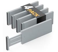 SpaceAid 4 Pack Bamboo Drawer Divider 4.6" Tall Adjustable 12.5"-17" Expandable Organization for Clothes Dressers Grey
