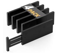 SpaceAid 4 Pack Bamboo Drawer Divider 4.6" Tall Adjustable 12.5"-17" Expandable Organization for Clothes Dressers Black