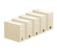 SpaceAid 5 Pack Bed Sheet Organizers and Storage, Foldable Sheet Organizer for Linen Closet, Sheets Set Folder Keeper with Window XL (Queen & King Size) Organizing Bedding Container, Beige