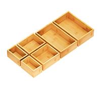 SpaceAid 6 Pcs Bamboo Drawer Organizer Storage Box Set, Multi-Use Drawer Organizer Bin for Kitchen, Bathroom, Office Desk and Makeup (6 Boxes)