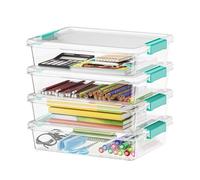 SpaceAid 6 Qt Plastic Storage Bins with Lids, Clear Sensory Bin Craft Organizers and Storage, Stackable Art Containers for Home, Office and School Supplies, 4 pack