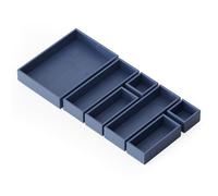 SpaceAid 7-Piece Bamboo Drawer Organizer Storage Boxes Set, Wood Tray Junk Drawer Organizers Multi-Use Divider Bins for Kitchen, Bathroom, Office Desk and Makeup Organization (7 Pack, Navy Blue)