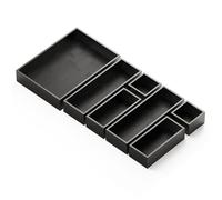 SpaceAid 7-Piece Bamboo Drawer Organizer Storage Boxes Set, Wood Tray Junk Drawer Organizers Multi-Use Divider Bins for Kitchen, Bathroom, Office Desk and Makeup Organization (7 Pack, Black)