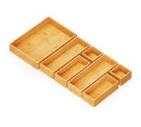 SpaceAid 7-Piece Bamboo Drawer Organizer Storage Boxes Set, Wood Tray Junk Drawer Organizers Multi-Use Divider Bins for Kitchen, Bathroom, Office Desk and Makeup Organization (7 Pack, Natural)