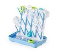SpaceAid Baby Bottle Drying Rack with 20 Hooks, Space Saving Kitchen Bottles Rack Dryer, Vertical Baby Bottle Holder Organizer for Countertop Storage Accessories (White and Blue)