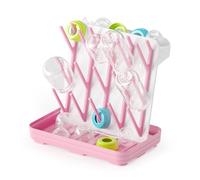 SpaceAid Baby Bottle Drying Rack with 20 Hooks, Space Saving Kitchen Bottles Rack Dryer, Vertical Baby Bottle Holder Organizer for Countertop Storage Accessories (White and Pink)