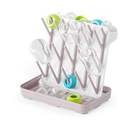 SpaceAid Baby Bottle Drying Rack with 20 Hooks, Space Saving Kitchen Bottles Rack Dryer, Vertical Baby Bottle Holder Organizer for Countertop Storage Accessories (White and Taupe)