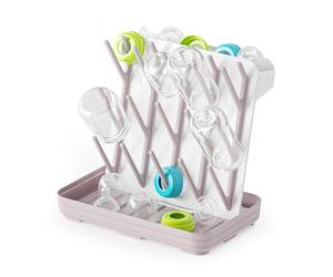SpaceAid Baby Bottle Drying Rack with 20 Hooks, Space Saving Kitchen Bottles Rack Dryer, Vertical Baby Bottle Holder Organizer for Countertop Storage Accessories (White and Taupe)