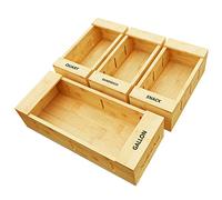 SpaceAid Bag Storage Organizer for Kitchen Drawer, Bamboo Organizer, Compatible with Gallon, Quart, Sandwich and Snack Variety Size Bag (4 Pack), 2.5" High