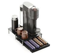 SpaceAid Bamboo Coffee Pod Holder Drawer Storage Compatible with Nespresso Vertuo Capsules, Coffee Station Accessories Holder Organizer Tray Compatible with 40 Big or 56 Small Pods, Black