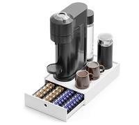 SpaceAid Bamboo Coffee Pod Holder Drawer Storage for Nespresso Vertuo Capsule, Pods Holder Organizer Tray for Nespresso Vertuo Holders, Compatible with 40 Big or 56 Small Vertuoline Pods (White)