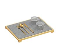 SpaceAid Bamboo Dish Drying Mat, Stone Dish Pad, Instant Dry, Countertop Mount, Dark Gray, 15.8 x 11.8 inch, Dishes, Silverware